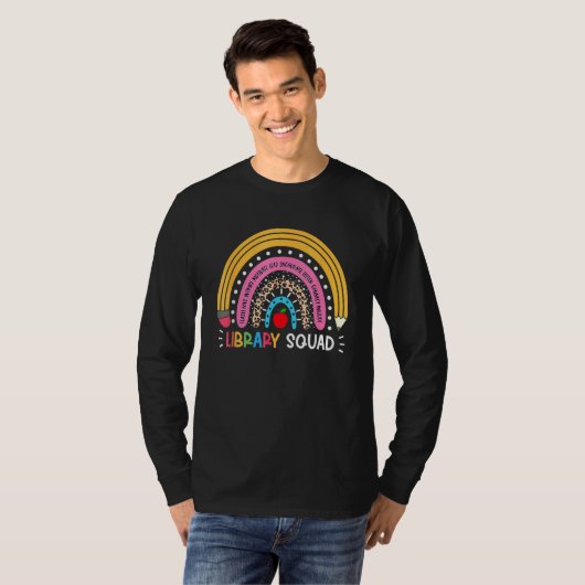 Library Squad Rainbow Leopard Teacher 100 Days Of  T-shirt (Voorkant volledig)