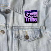 Library Tech Geek Tribe Vierkante Button 5,1 Cm (In situ)