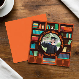 Library-Themed Graduation Announcement Card Aankondiging