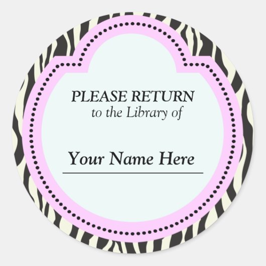 Library Zebra Print Sticker - Keer terug (Voorkant)