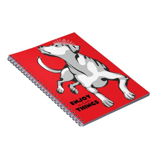 Libreta con imagen de perro blanco con fondo rojo notitieboek (Rechterzijde)