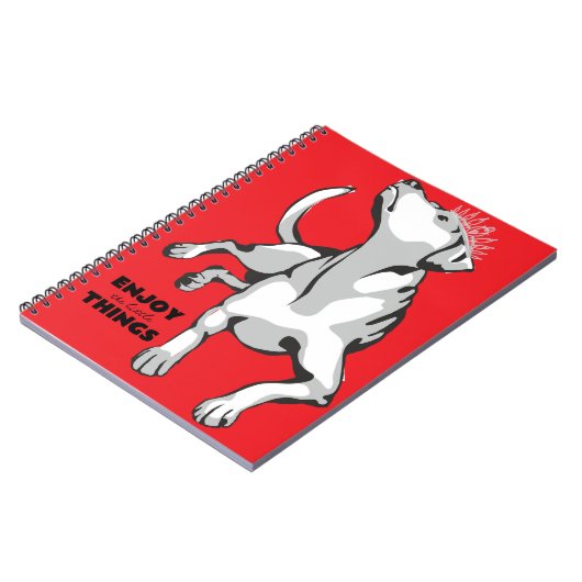 Libreta con imagen de perro blanco con fondo rojo notitieboek (Linkerzijde)