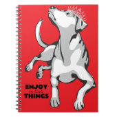 Libreta con imagen de perro blanco con fondo rojo notitieboek (Voorkant)