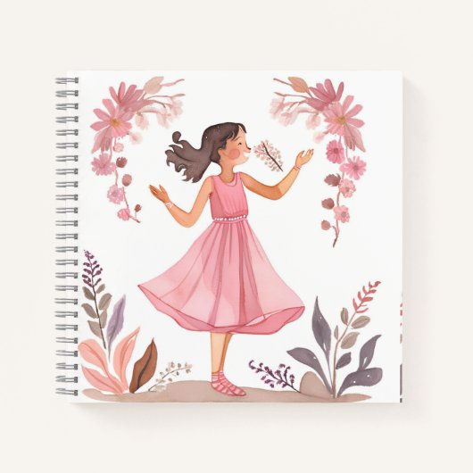 Libreta de chica en vestido rosa notitieboek (Voorkant)