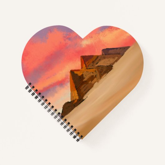Libreta espiral corazón  paisaje pirámides egipto notitieboek (Voorkant)