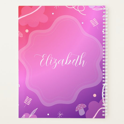 Libreta Kawaii Rosa y Morado con Nombre  Planner (Achterkant)