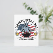 Librity Bier & BBQ 250ste Jaar Sterk 4 juli Briefkaart (Staand voorkant)
