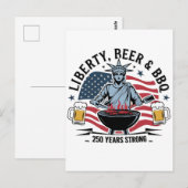 Librity Bier & BBQ 250ste Jaar Sterk 4 juli Briefkaart (Voorkant / Achterkant)