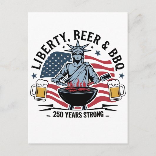 Librity Bier & BBQ 250ste Jaar Sterk 4 juli Briefkaart (Voorkant)