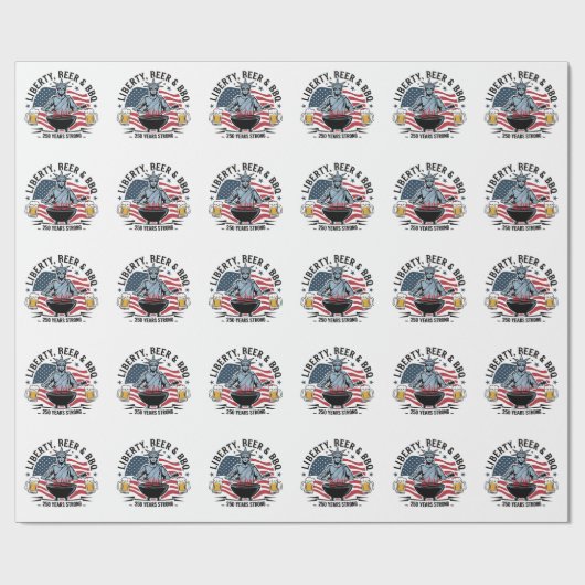 Librity Bier & BBQ 250ste Jaar Sterk 4 juli Cadeaupapier (Vlak)