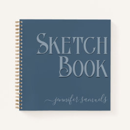 Libro bocetos azul niebla 3D con nombre artista  Notitieboek