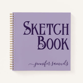 Libro bocetos lavanda 3D con nombre artista  Notitieboek