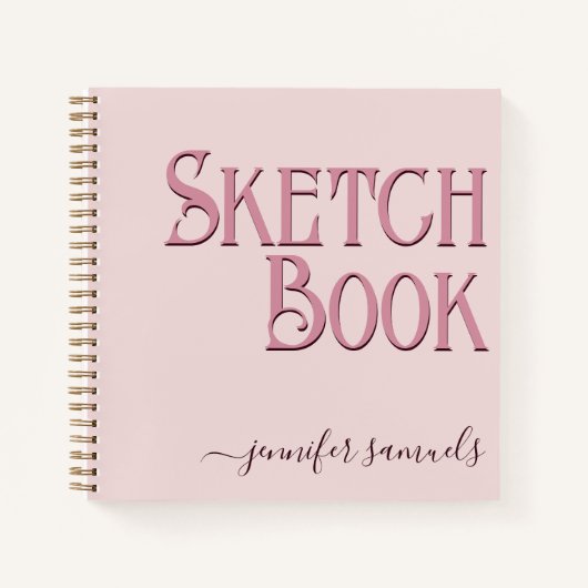 Libro de bocetos rosa letra 3D con nombre artista  Notitieboek (Voorkant)