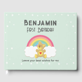 Libro de firmas osito arco iris. gastenboek