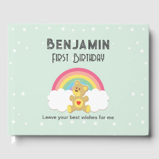 Libro de firmas osito arco iris. gastenboek