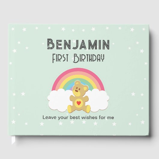 Libro de firmas osito arco iris. gastenboek (Voorkant)