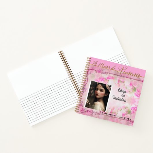 Libro de Invitados Gastenboek en Rosa y Oro Notitieboek (Binnen)