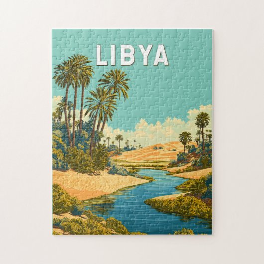 Libya Illustratie Reis Kunst Vintage Legpuzzel (Verticaal)