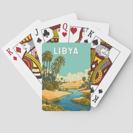 Libya Illustratie Reis Kunst Vintage Pokerkaarten (Achterkant)