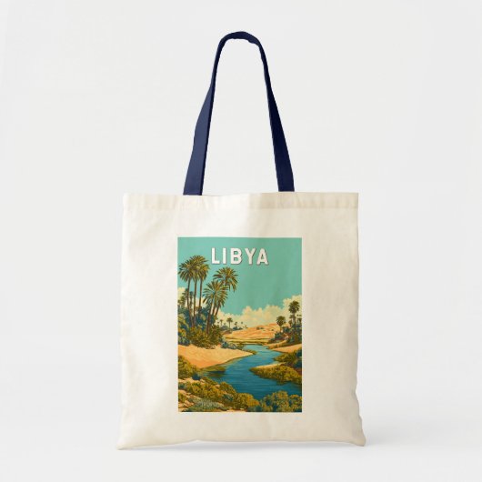 Libya Illustratie Reis Kunst Vintage Tote Bag (Voorkant)