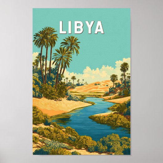 Libya Illustration Travel Art Vintage Poster (Voorkant)