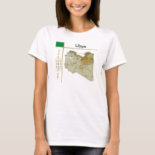Libya Kaart + Vlag + Titel T-Shirt