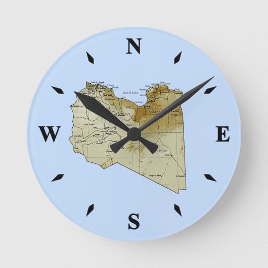 Libya Map Clock Ronde Klok (Voorkant)