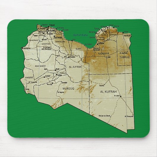 Libya Map Mousepad Muismat (Voorkant)