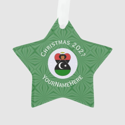 Libyan Angel Kerstvlag gepersonaliseerd Ornament (achterkant)