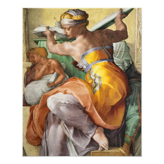 Libyan Sibyl, Sistine Chapel door Michelangelo Foto Afdruk (Voorkant)