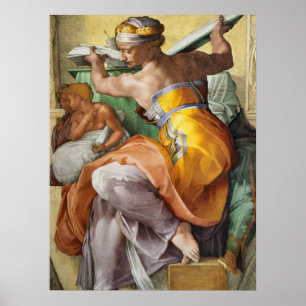 Libyan Sibyl, Sistine Chapel door Michelangelo Poster