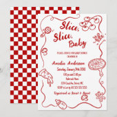 lice Slice Baby | Red Doodle Pizza Baby Shower Kaart (Voorkant / Achterkant)