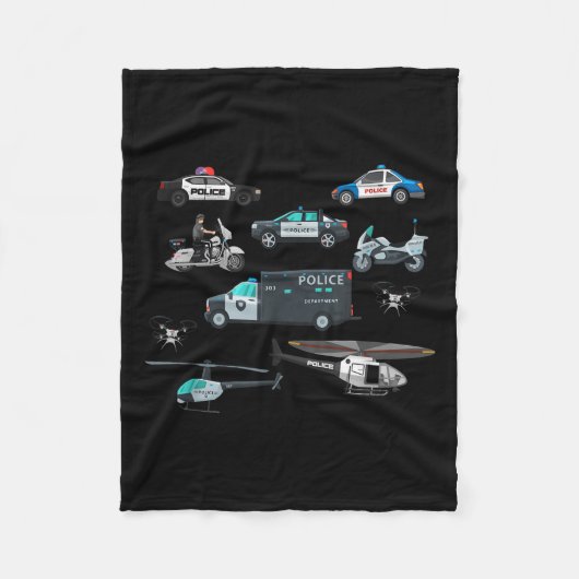 Lice Vehicles Cop Helicopter Toddlers Kids Women M Fleece Deken (Voorkant)