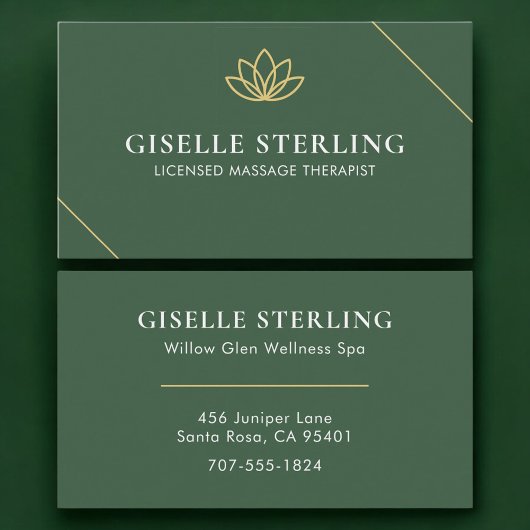 License Massage Therapist Green Gold Visitekaartje