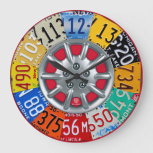 License Plate Art Clock Vintage Numbers New V2 Grote Klok