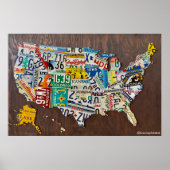 License Plate Map large wall poster (Voorkant)