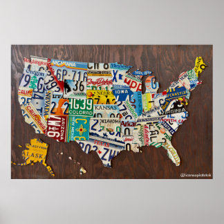 License Plate Map large wall poster