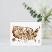 License Plate Map of the USA Sepia Postcard Briefkaart (Staand voorkant)