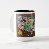 License Plate Map two-tone 15oz mug Tweekleurige Koffiemok (Voorkant links)