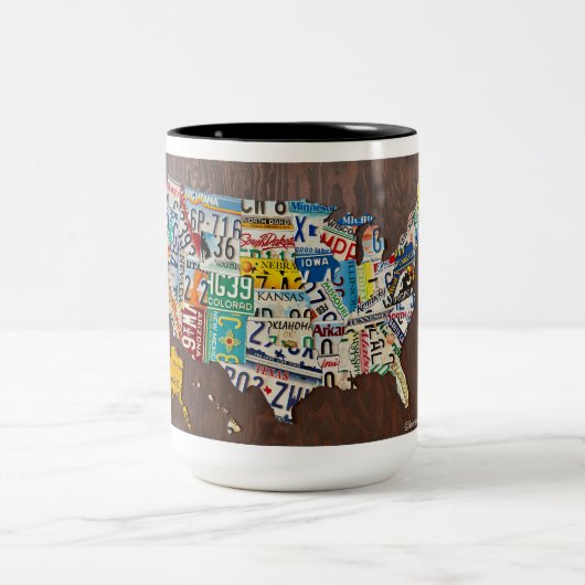 License Plate Map two-tone 15oz mug Tweekleurige Koffiemok (Center)