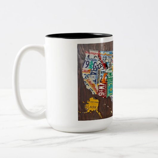 License Plate Map two-tone 15oz mug Tweekleurige Koffiemok (Links)