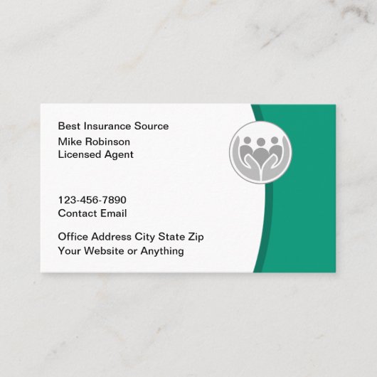 Licensed Insurance Agent Modern Business Cards Visitekaartje (Voorkant)