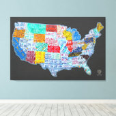 Licentie Bord Kaart van de Verenigde Staten op Gre Canvas Afdruk (Insitu (Houten vloer))