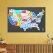 Licentie Bord Kaart van de Verenigde Staten op Gre Canvas Afdruk (Insitu (Woonkamer))