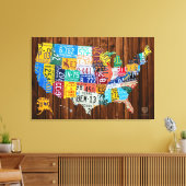 Licentie Bord Kaart van de Verenigde Staten op Pin Canvas Afdruk (Insitu (Woonkamer))