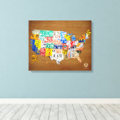 Licentie Bord Kaart van de Verenigde Staten Wrappe Canvas Afdruk (Insitu (Houten vloer))