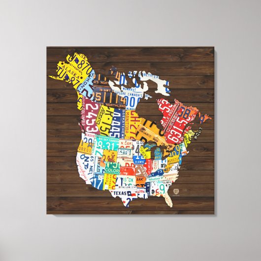 Licentie Bord van Noord-Amerika - Canada en USA Canvas Afdruk (Voorkant)