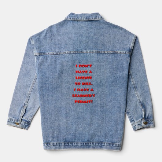 Licentie om tekst te doden denim jacket (Achterkant)