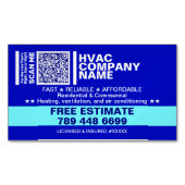 Licentie & QR-code | Blauw Professionele HVAC Magnetisch Visitekaartje (Voorkant)