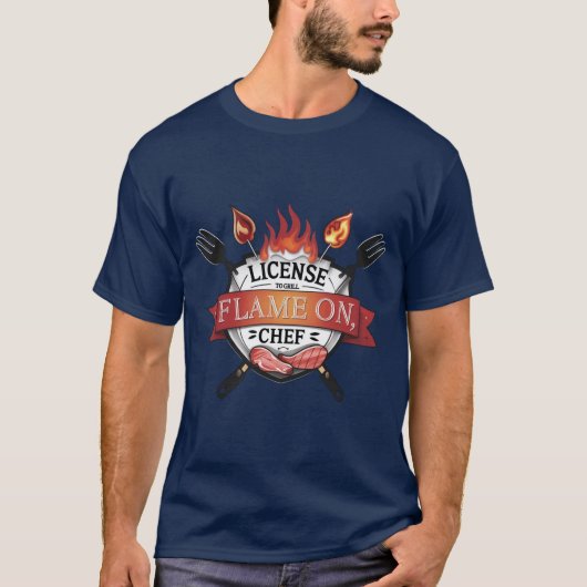 Licentie voor Grill - Flame On, Chef BBQ T-shirt (Voorkant)